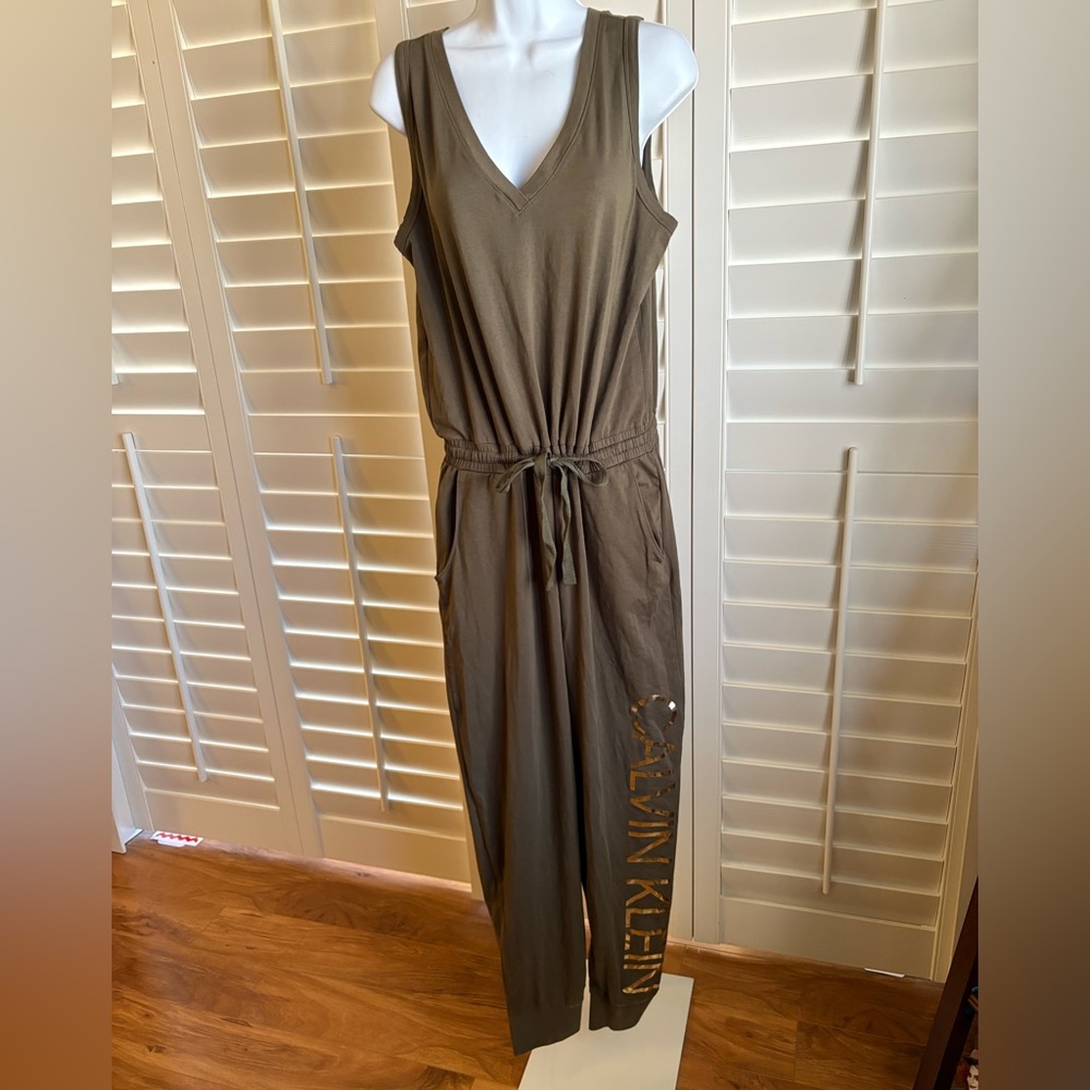 Calvin Klein Khaki Sleeveless Jumpsuit